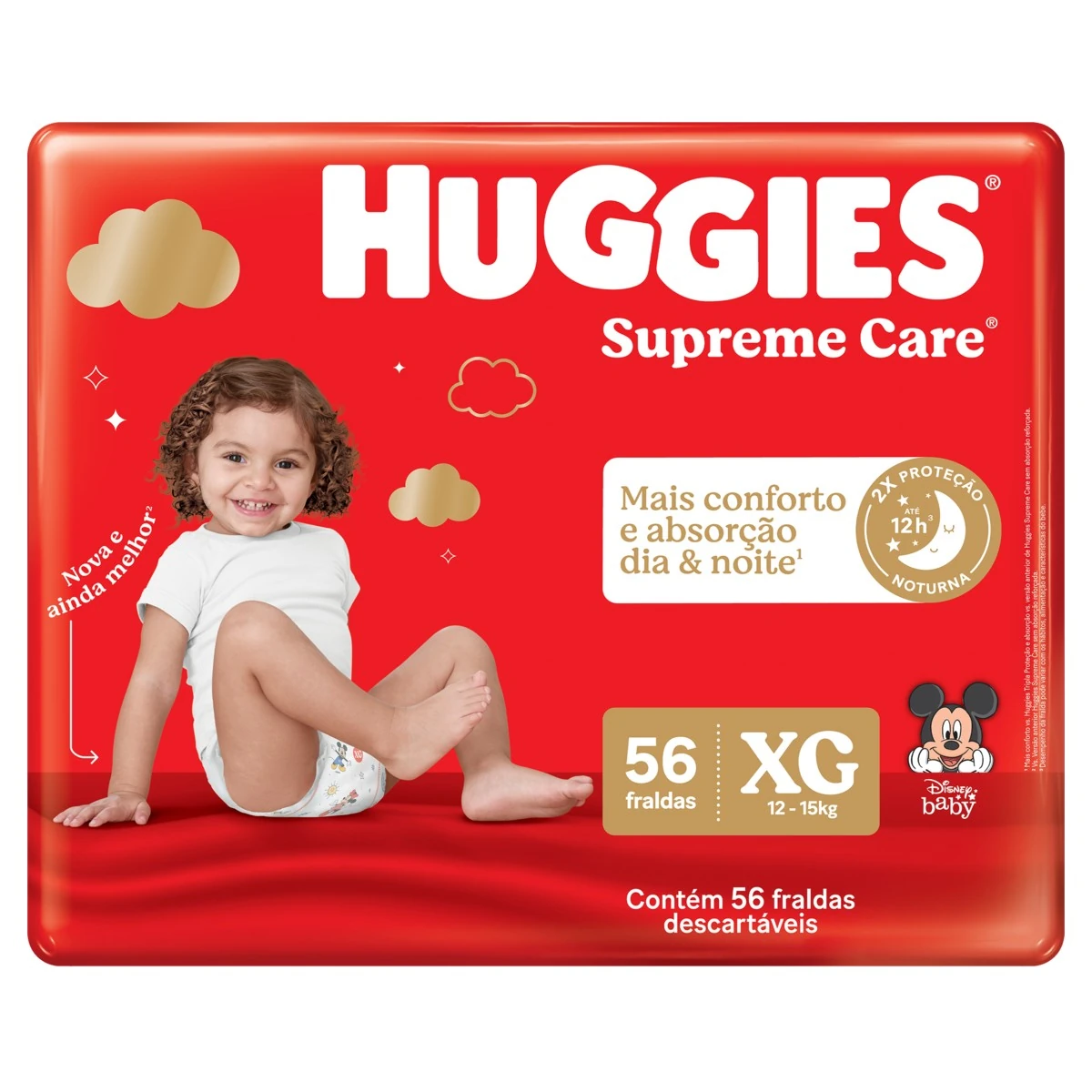 Fralda Descartável Infantil Huggies Supreme Care Xg Pacote 56 Unidades