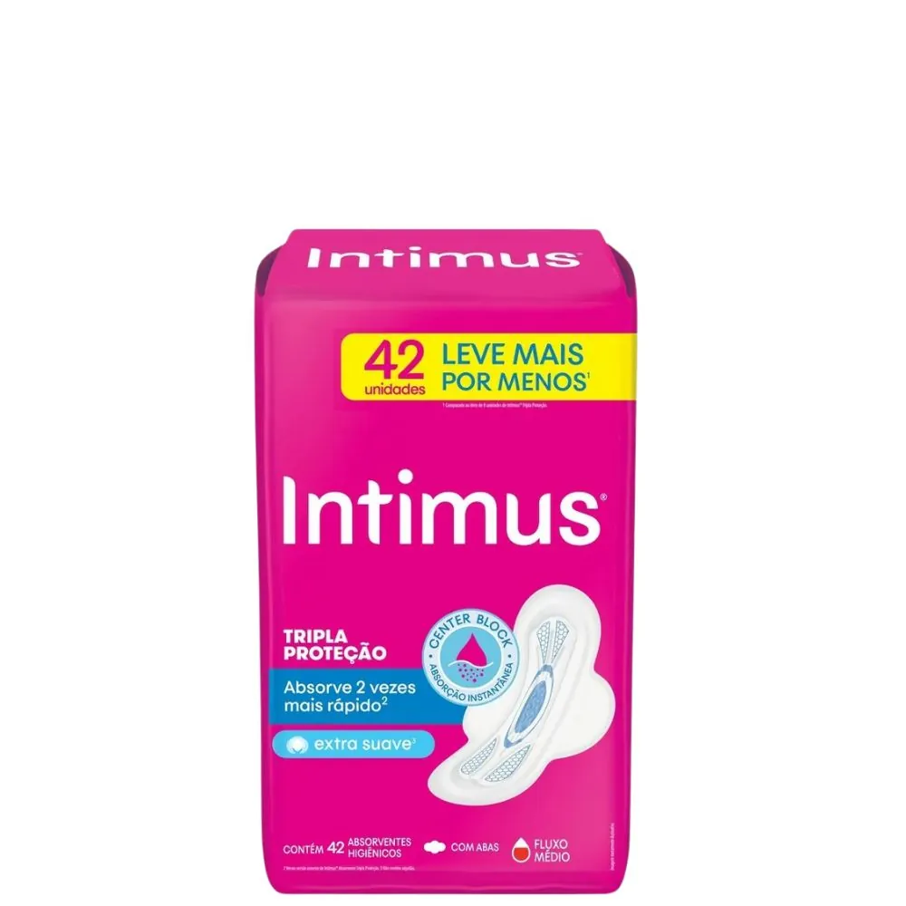Absorvente Com Abas Extra Suave Intimus Tripla Proteção Pacote 42 Unidades Leve Mais Pague Menos