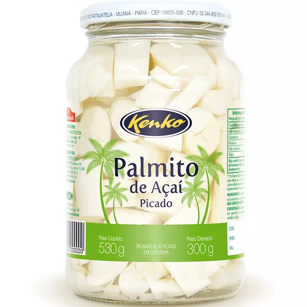 Palmito Açaí Em Conserva Picado Kenko Vidro 300g