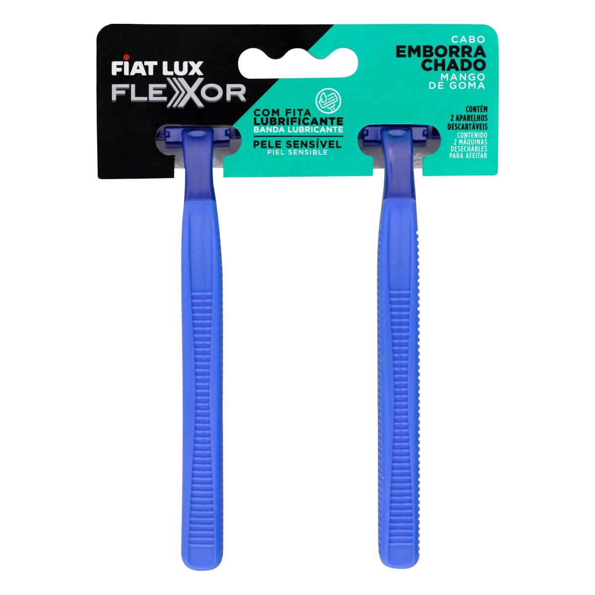 Aparelho Descartável Para Barbear Cabo Emborrachado Fiat Lux Flexor 2 Unidades