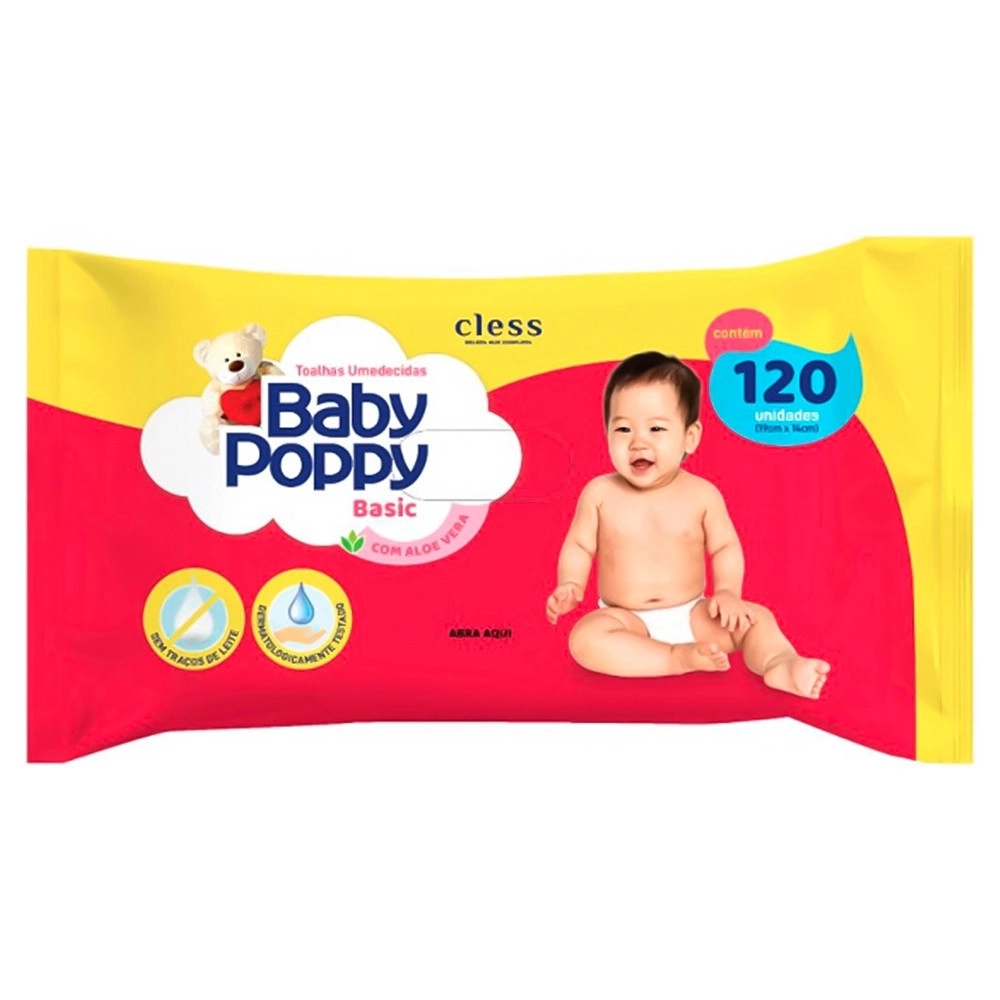 Toalha Umedecida Classic Suave E Macia Baby Poppy Pacote Leve 120 Pague 100 Unidades