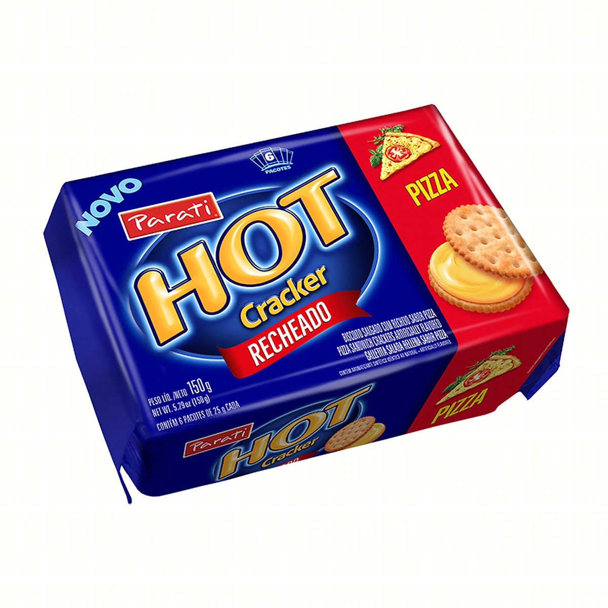 Pack Biscoito Recheio Pizza Hot Cracker Pacote 150g 6 Unidades