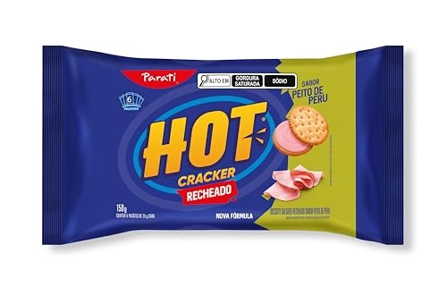 Pack Biscoito Integral Recheio Peito De Peru Hot Cracker Pacote 150g 6 Unidades