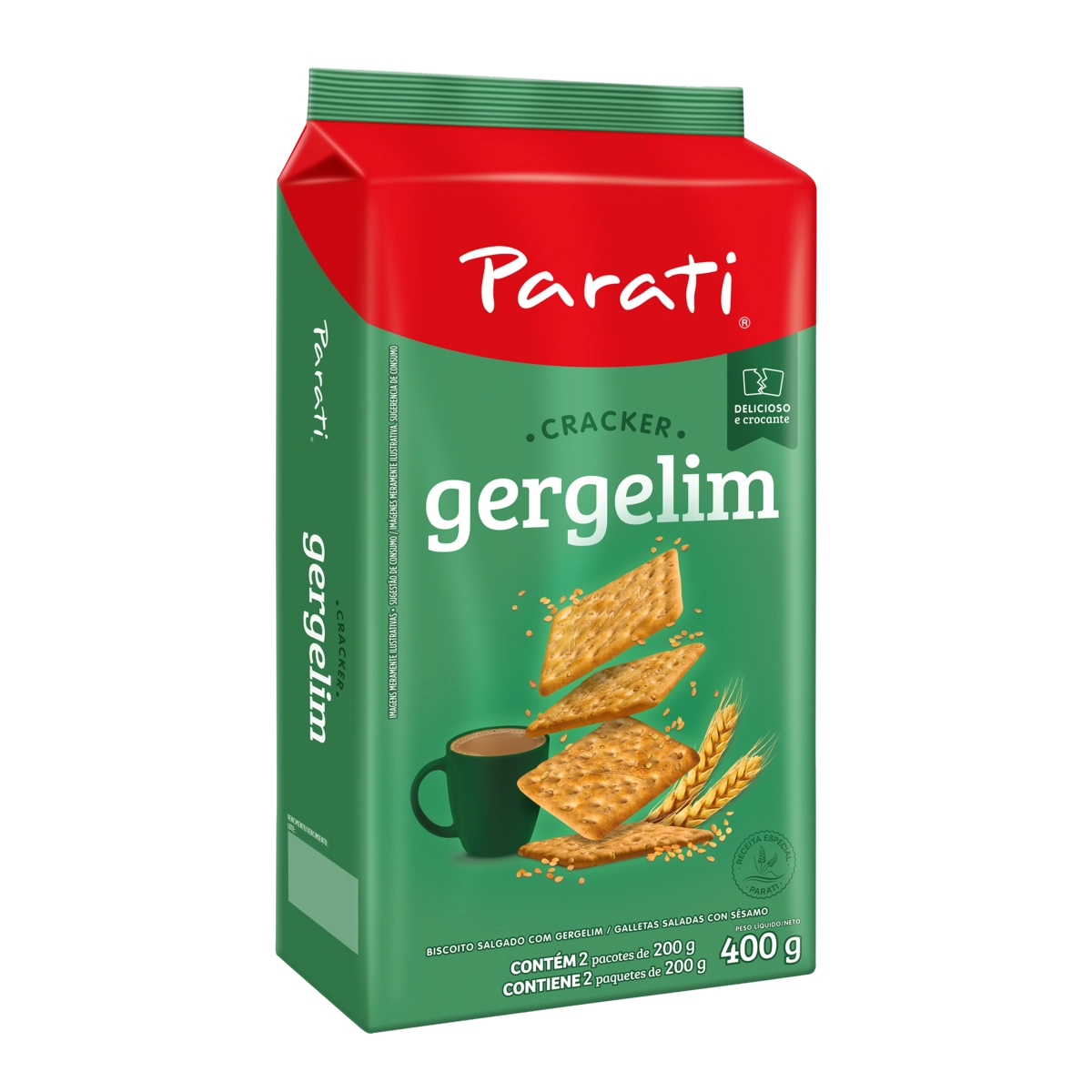 Biscoito Cracker Com Gergelim Parati Pacote 400g