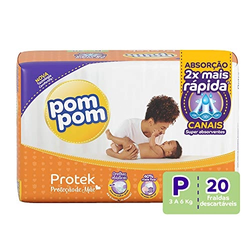 Fralda Descartável Infantil Pom Pom Protek Proteção De Mãe P Pacote 20 Unidades