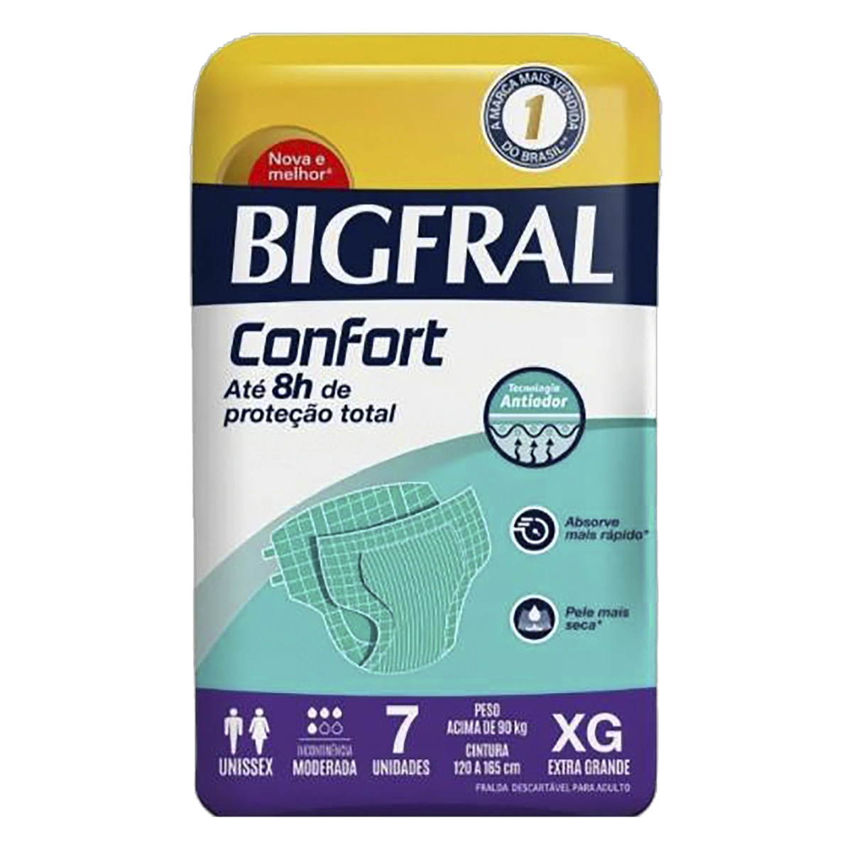 Fralda Descartável Adulto Bigfral Confort Xg Pacote 7 Unidades