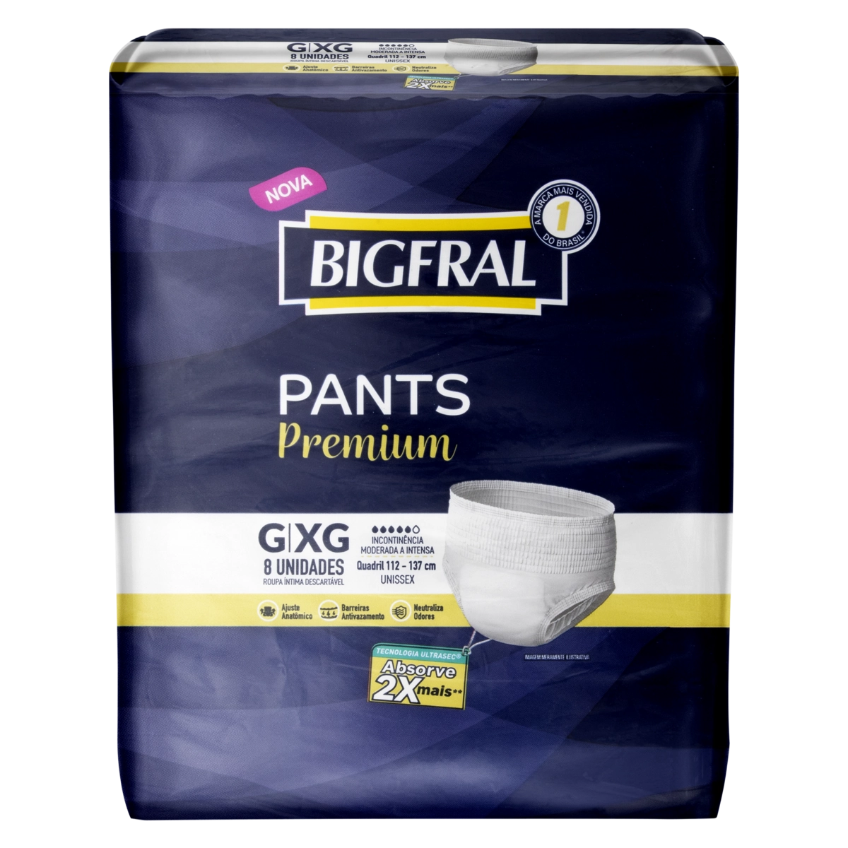Roupa íntima Descartável Unissex Bigfral Pants Premium G/xg Pacote 8 Unidades