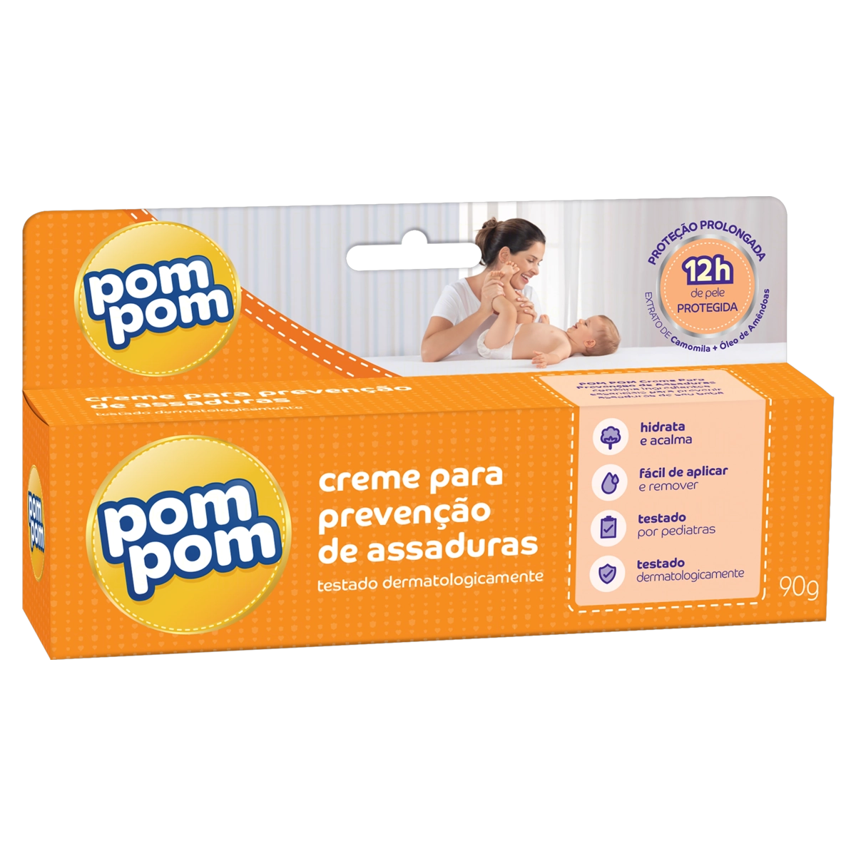 Creme Preventivo De Assaduras Bebê Camomila E óleo De Amêndoas Pom Pom Caixa 90g