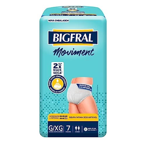 Roupa íntima Descartável Unissex Bigfral Moviment G/xg Pacote 7 Unidades