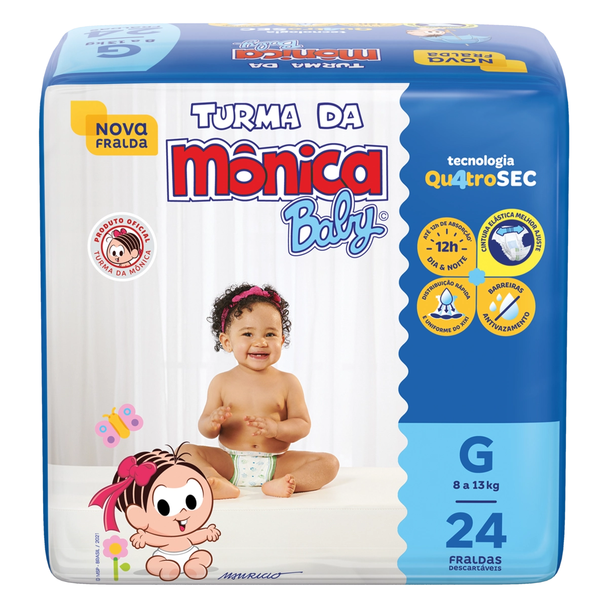 Fralda Descartável Turma Da Mônica Baby G Pacote 24 Unidades