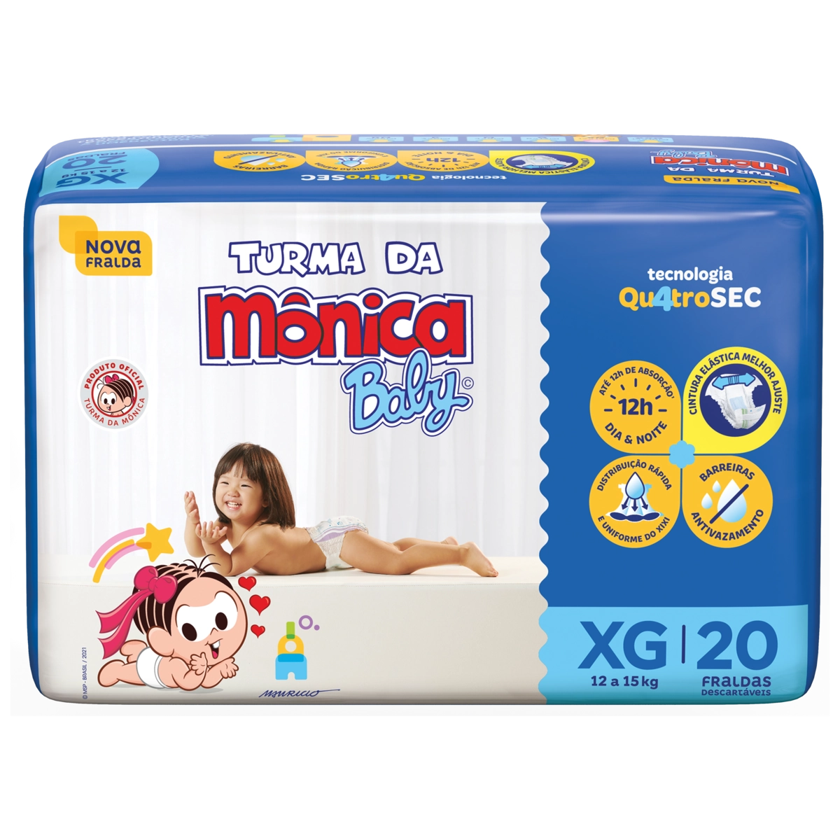 Fralda Descartável Turma Da Mônica Baby Xg Pacote 20 Unidades