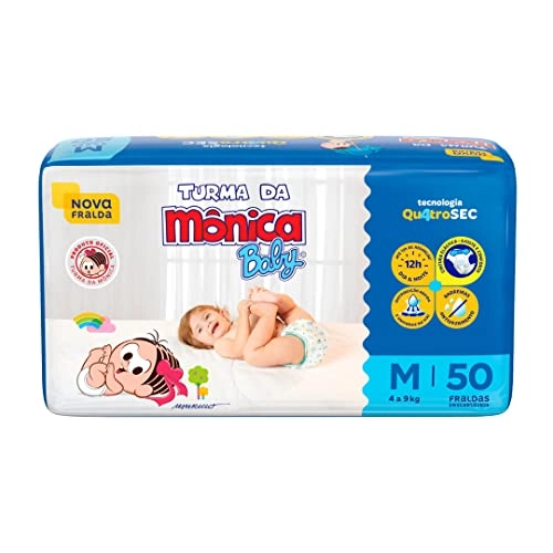 Fralda Descartável Turma Da Mônica Baby M Pacote 50 Unidades
