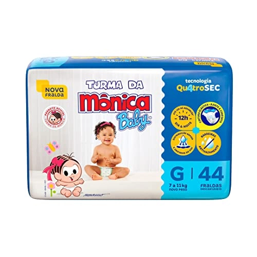 Fralda Descartável Turma Da Mônica Baby G Pacote 44 Unidades