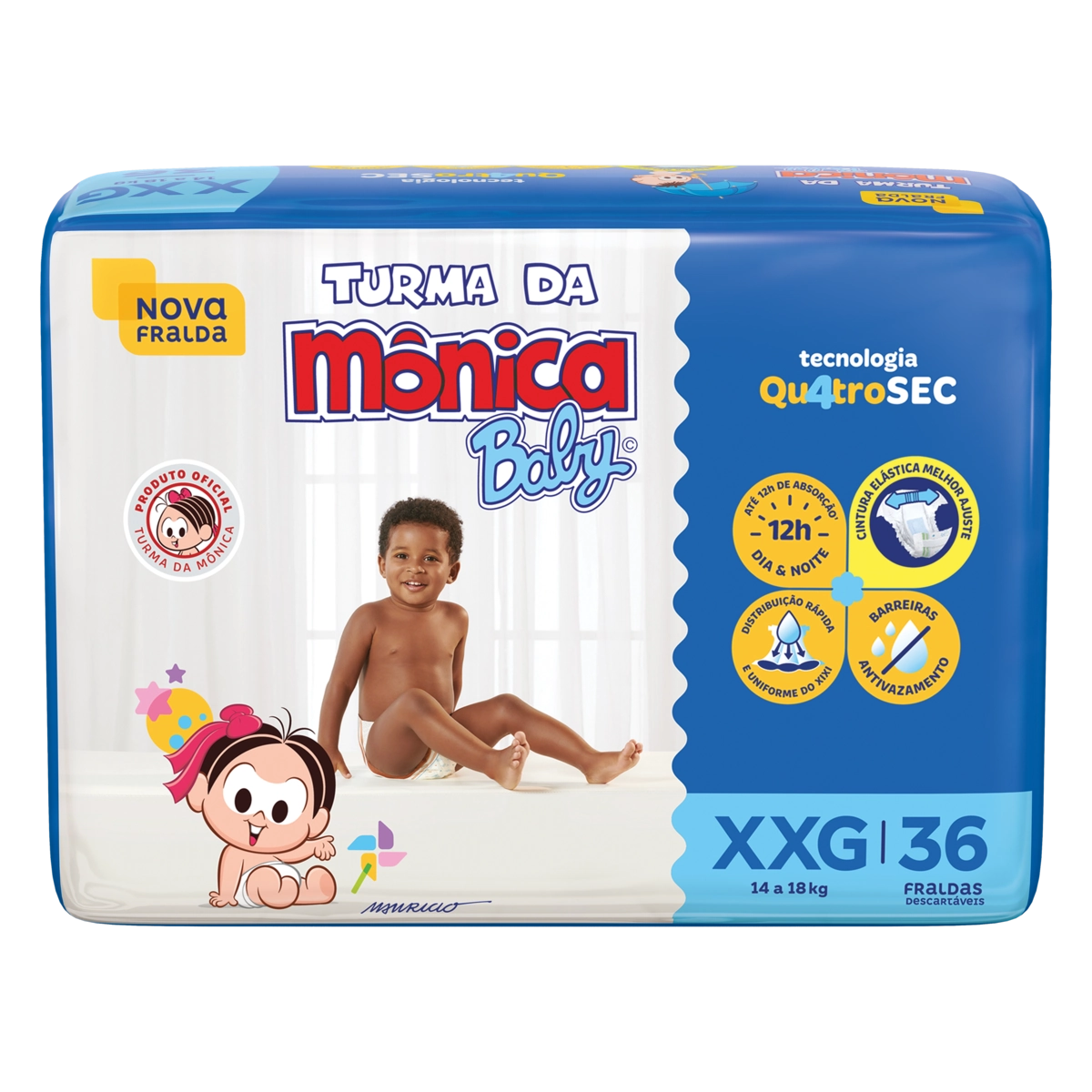 Fralda Descartável Turma Da Mônica Baby Xxg Pacote 36 Unidades