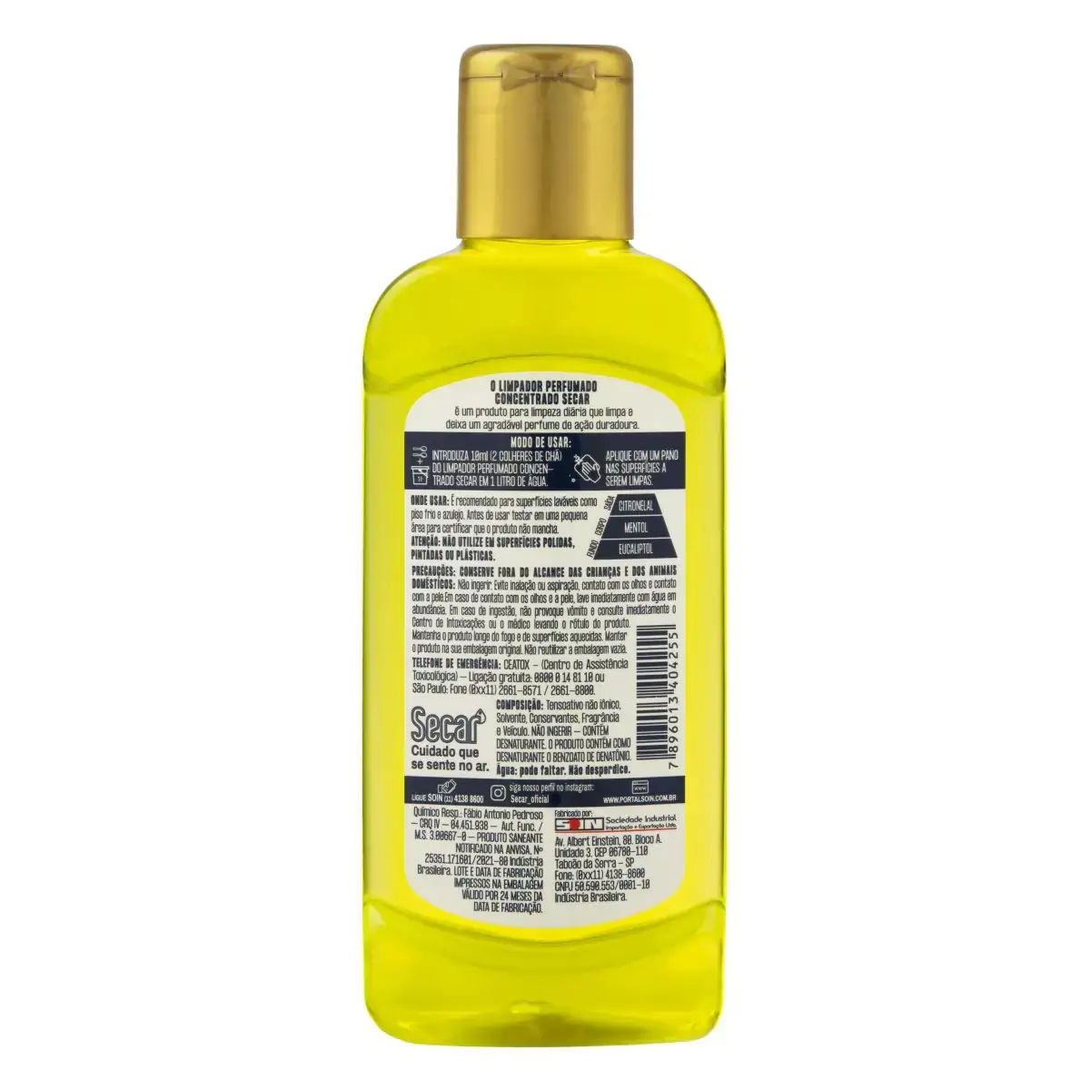Limpador Perfumado Concentrado Citronela Da índia Secar Essências Da Natureza Squeeze 120ml