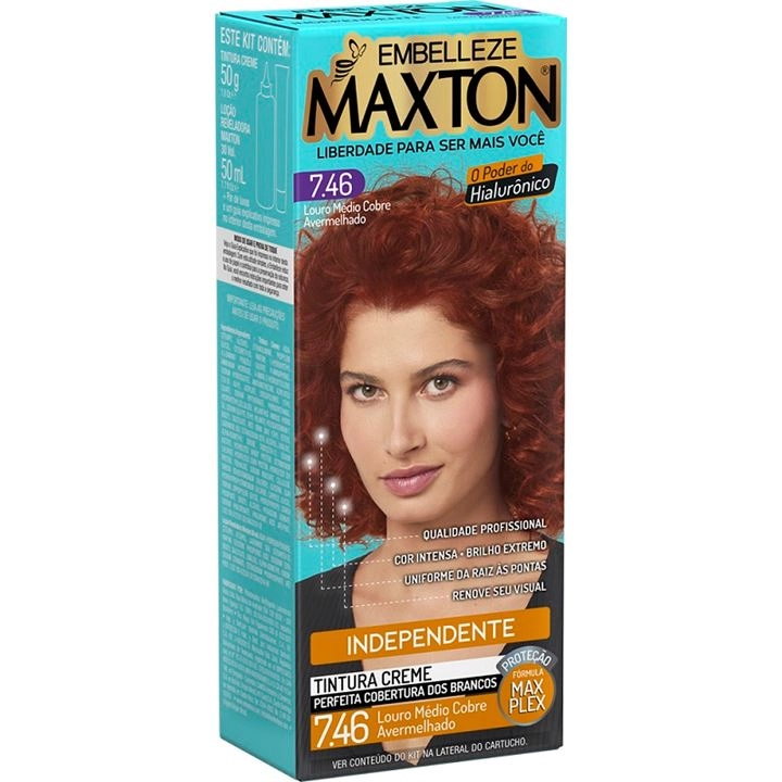 Coloração Louro Médio Cobre Avermelhado 7.46 Maxton Embelleze
