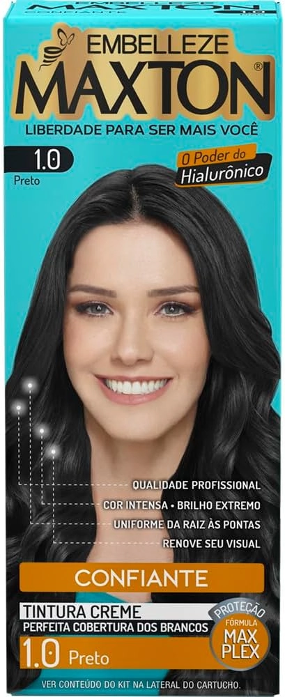 Kit Tintura Creme 1.0 Preto Maxton