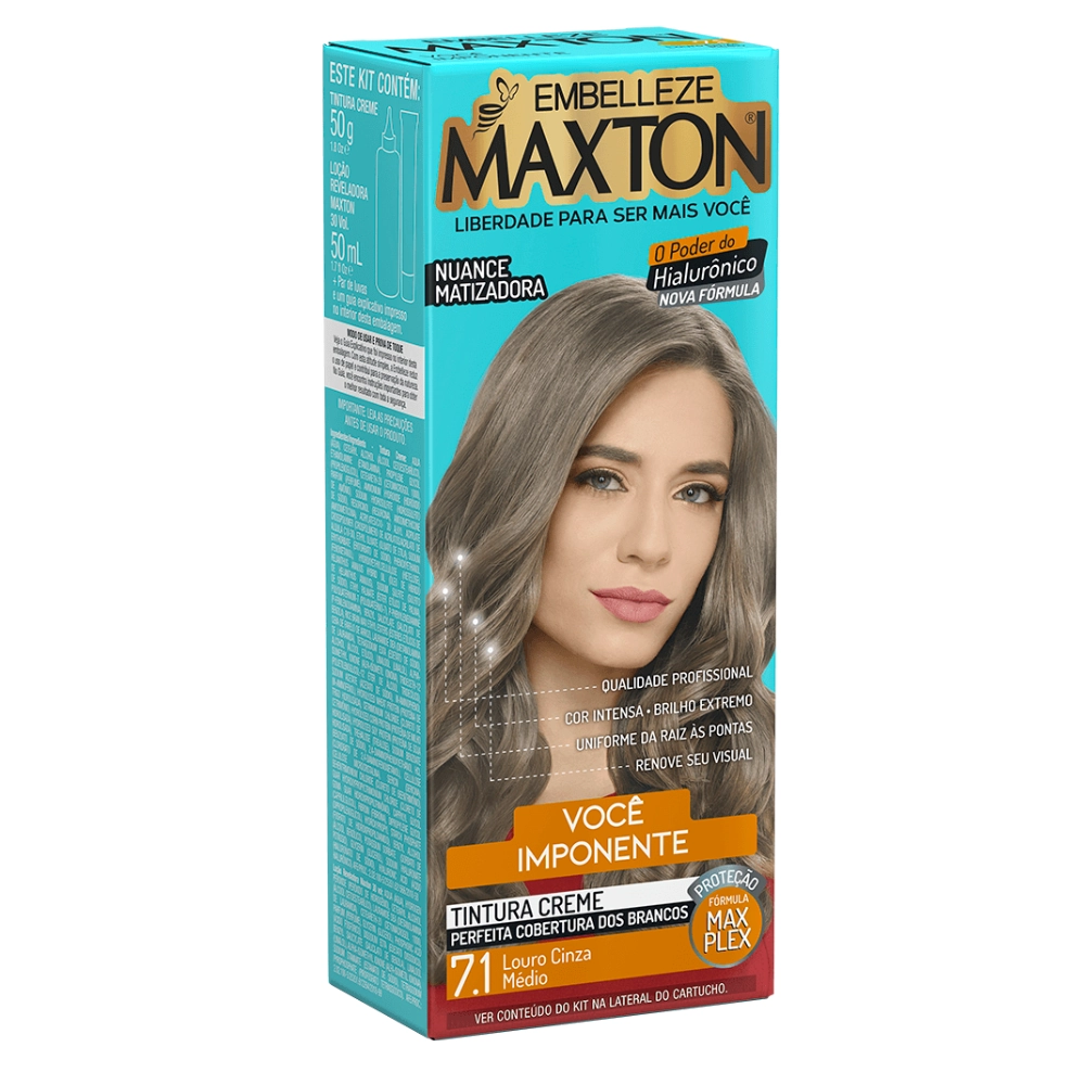 Kit Tintura Matizadora Creme 7.1 Louro Cinza Médio Maxton