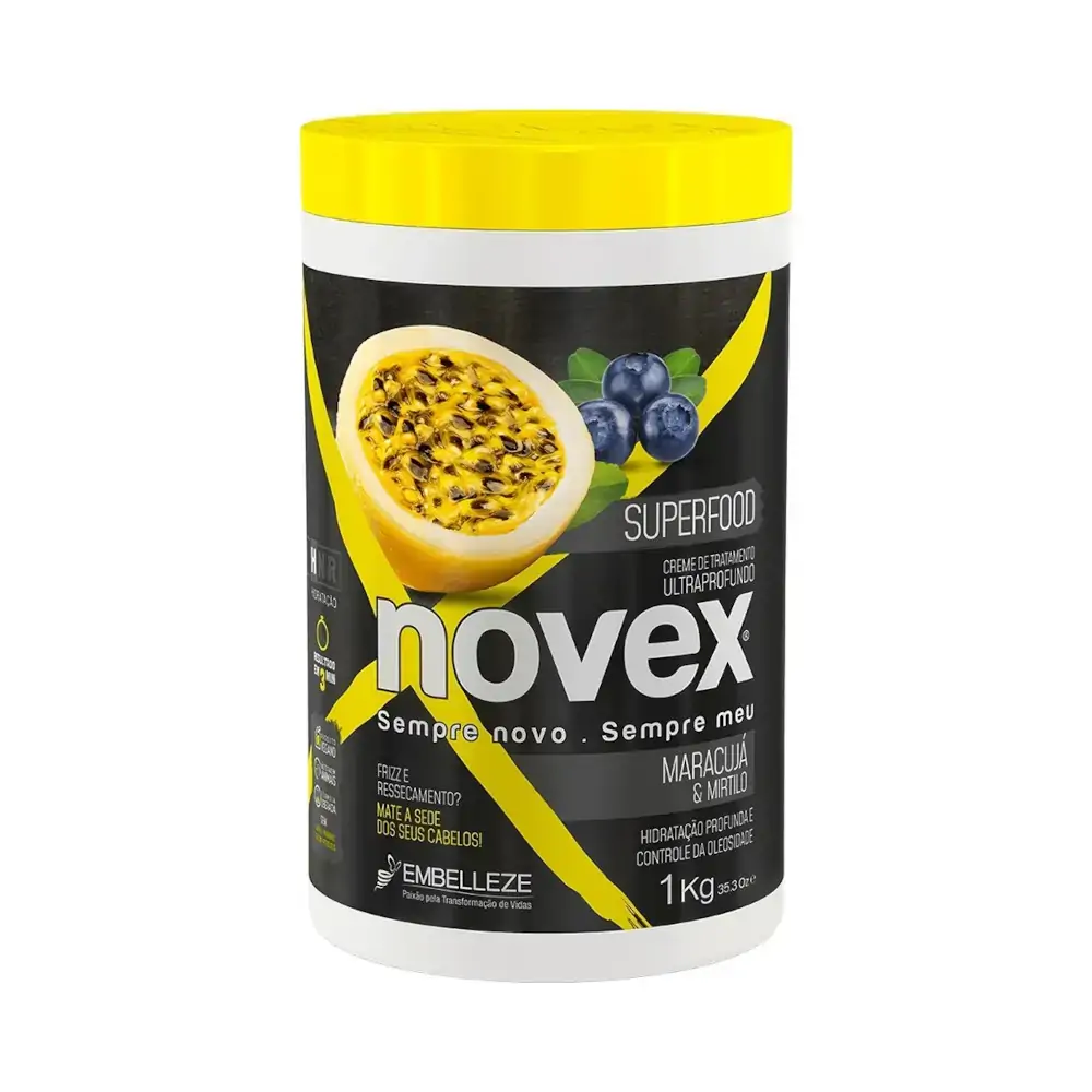 Creme De Tratamento Ultraprofundo Maracujá Mirtilo Novex Superfood Pote 1kg