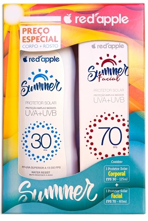 Kit Summer Prot Solar Red Apple 125ml Fps30 Facial 60ml Fps70