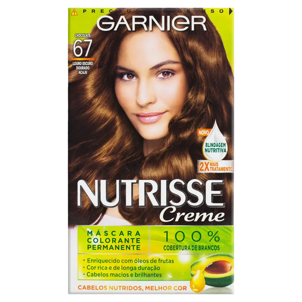 Kit Máscara Colorante Creme 67 Louro Escuro Dourado Acaju Garnier Nutrisse