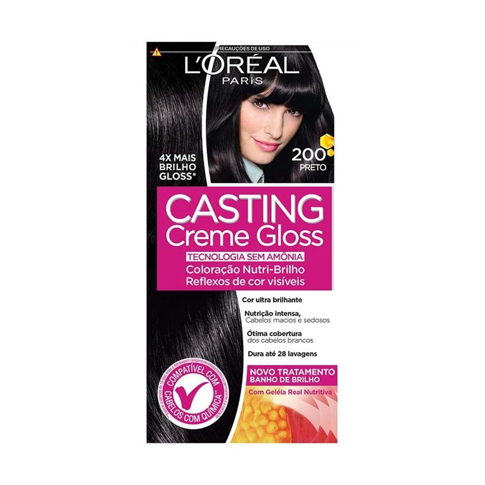 Kit Coloração Creme 200 Preto Loréal Paris Casting Gloss