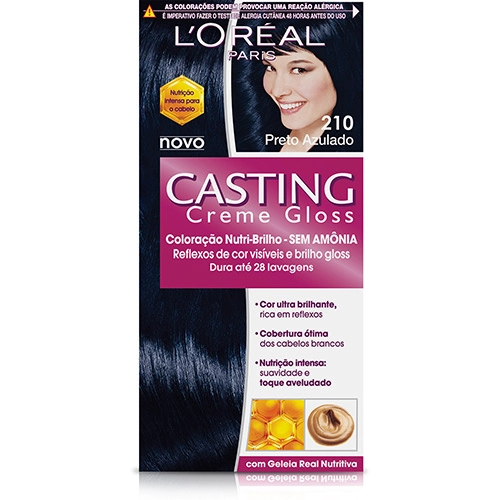 Kit Coloração Creme 210 Preto Azulado Loréal Paris Casting Gloss