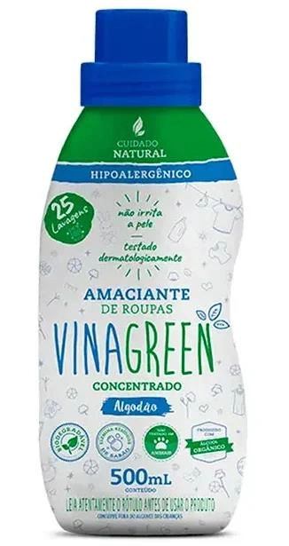 Amaciante De Roupa Concentrado Algodão Vinagreen Frasco 500ml