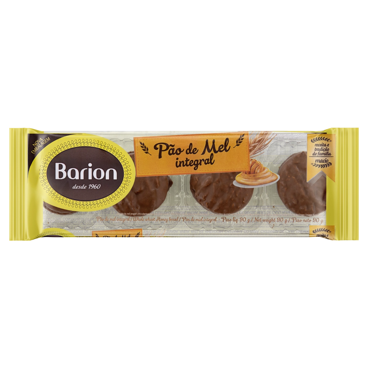 Pão De Mel Integral Barion Pacote 90g