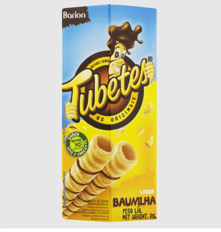 Rolinhos De Wafer Baunilha Barion Tubetes Caixa 25g