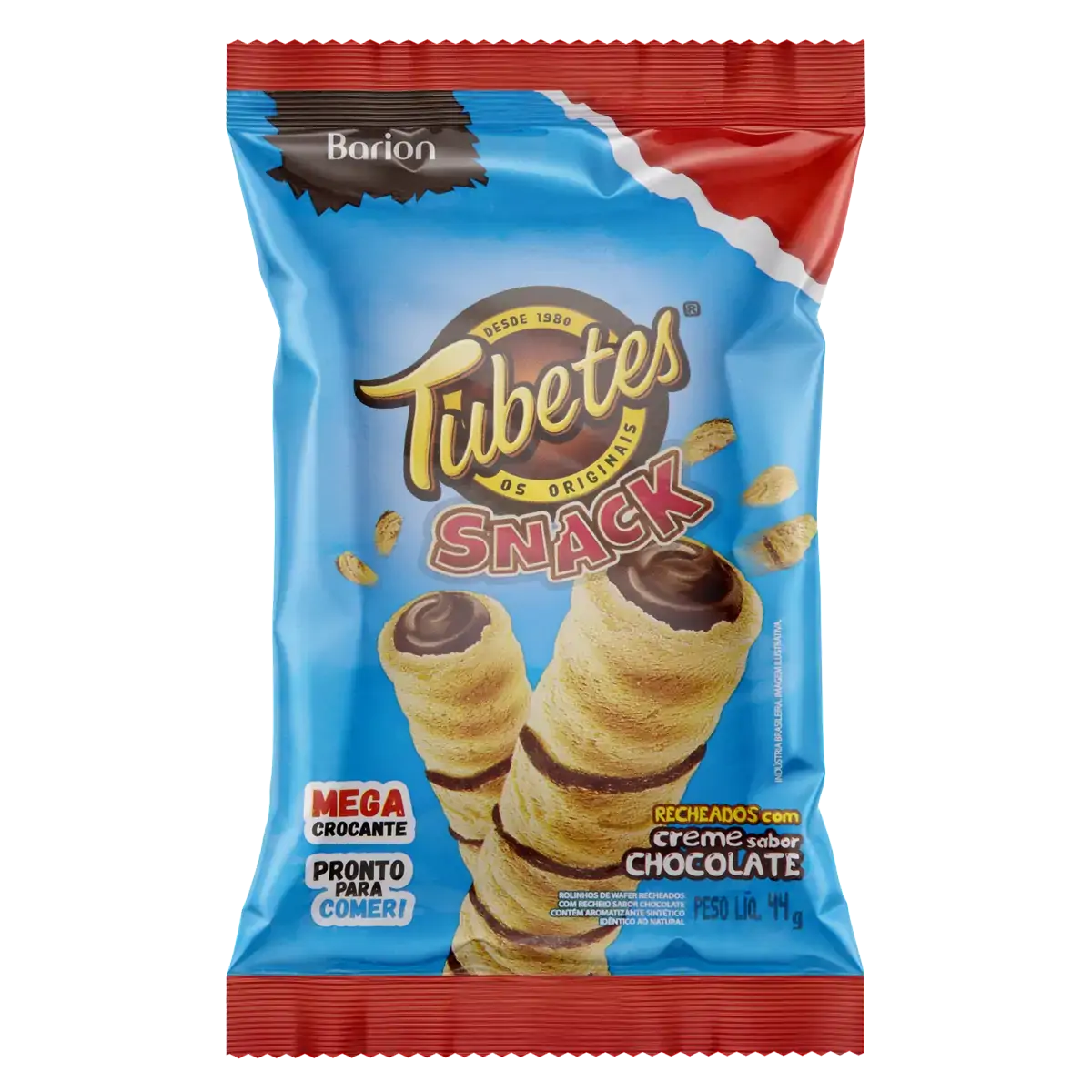 Rolinhos De Wafer Recheio Creme De Chocolate Barion Tubetes Snack Pacote 44g