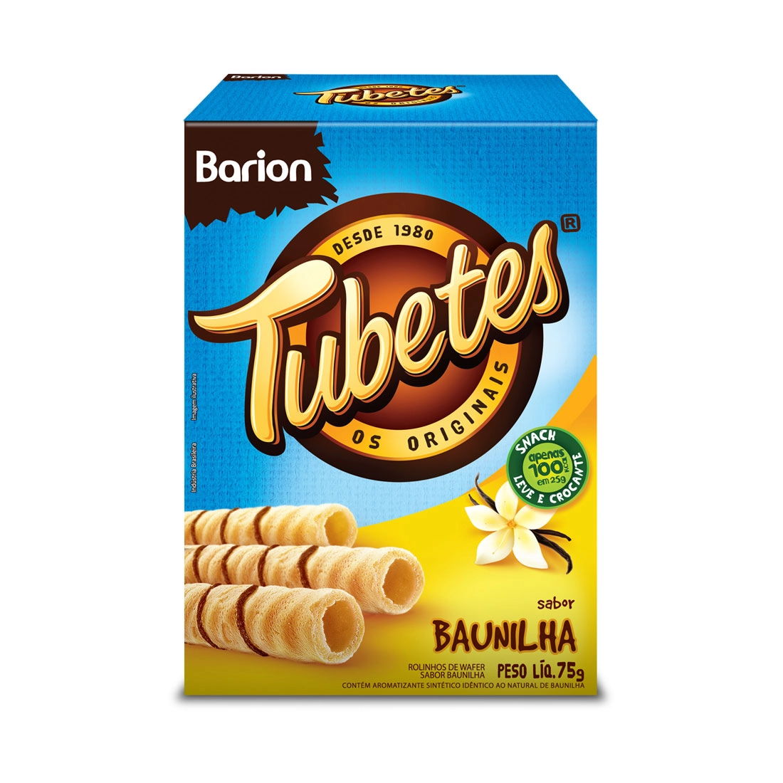 Rolinhos De Wafer Baunilha Barion Tubetes Caixa 75g