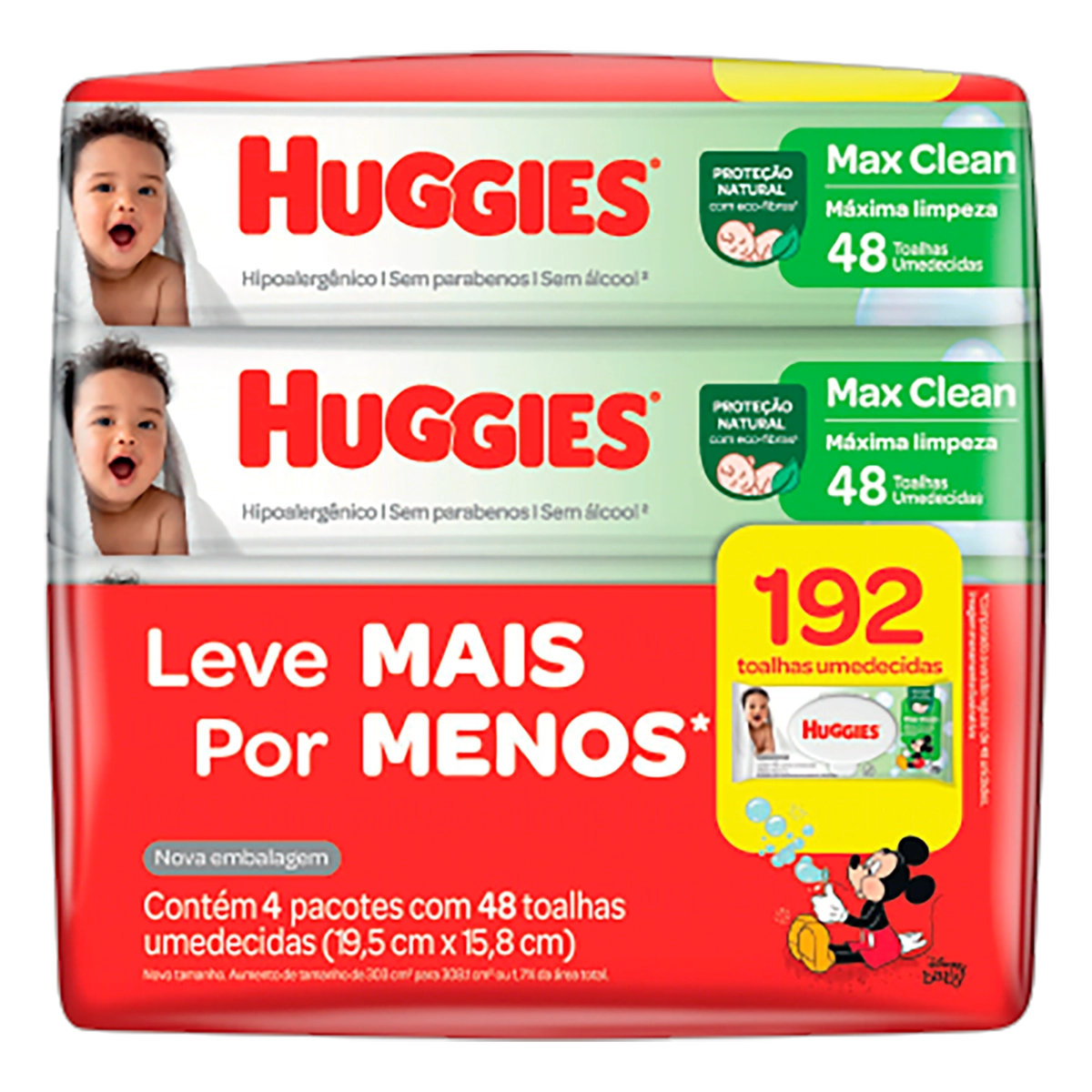 Pack Toalha Umedecida Infantil Disney Baby Huggies Max Clean Pacote 4 Unidades Leve Mais Pague Menos