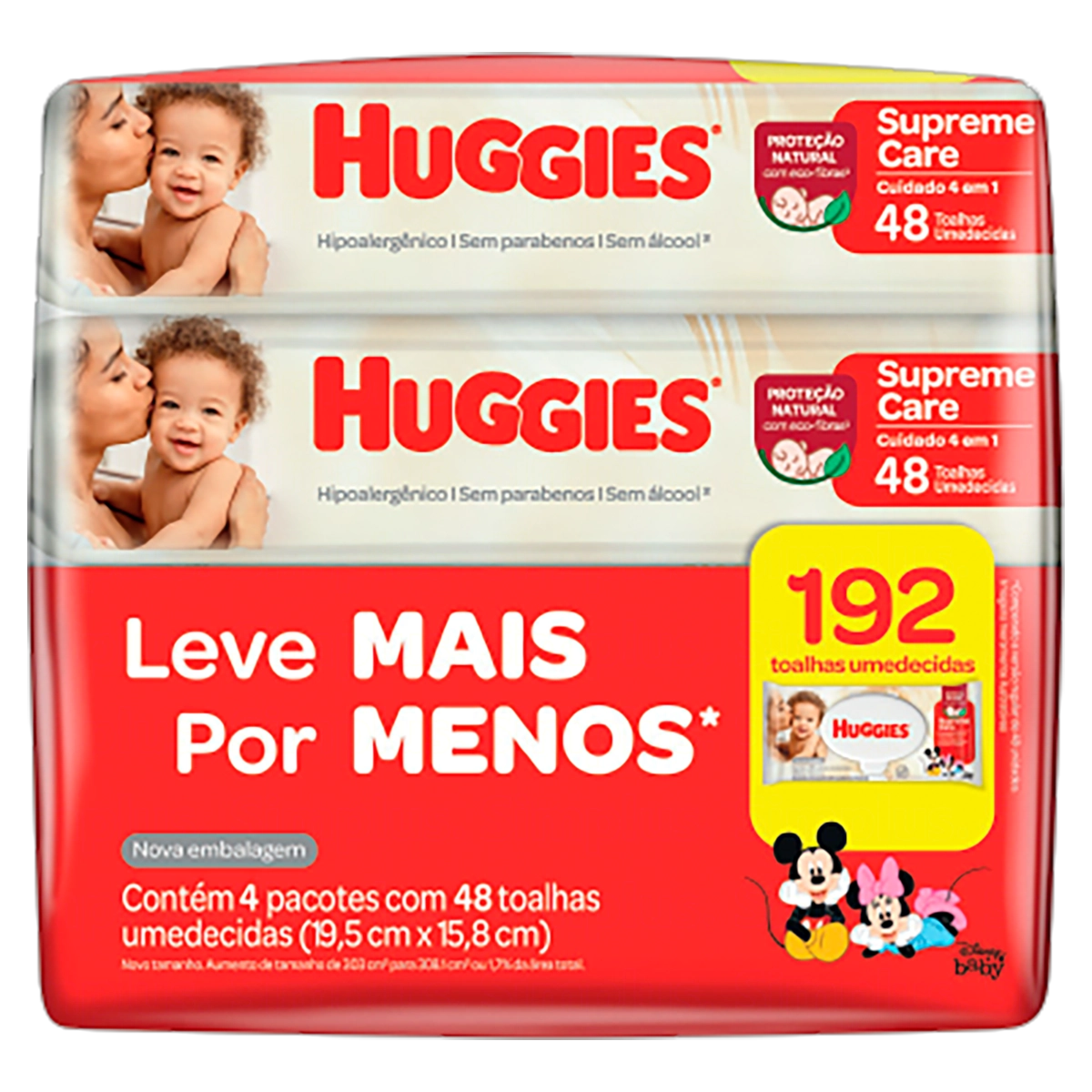 Pack Toalha Umedecida Infantil Disney Baby Huggies Supreme Care Pacote 4 Unidades Leve Mais Pague Me