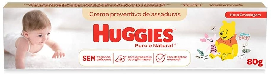Creme Preventivo De Assaduras Bebê Sem Perfume Huggies Puro E Natural Caixa 80g