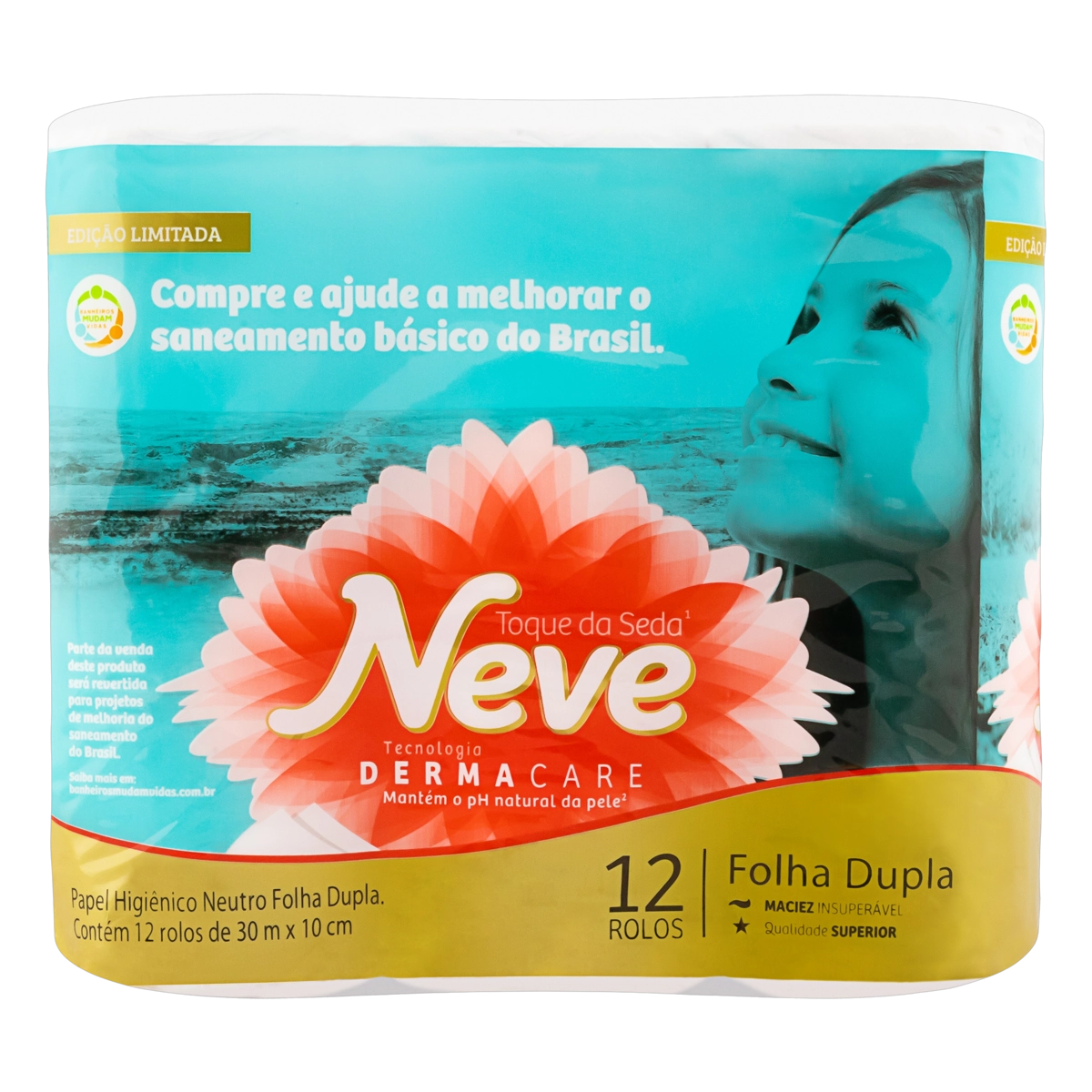 Papel Higiênico Folha Dupla Neutro Neve Toque Da Seda 30m Pacote 12 Unidades