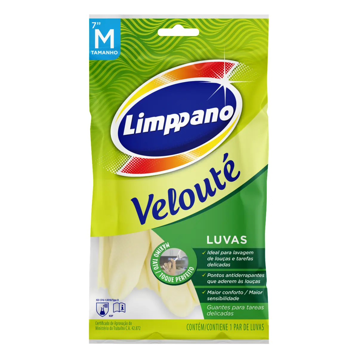 Luva Velouté Amarela Limppano M