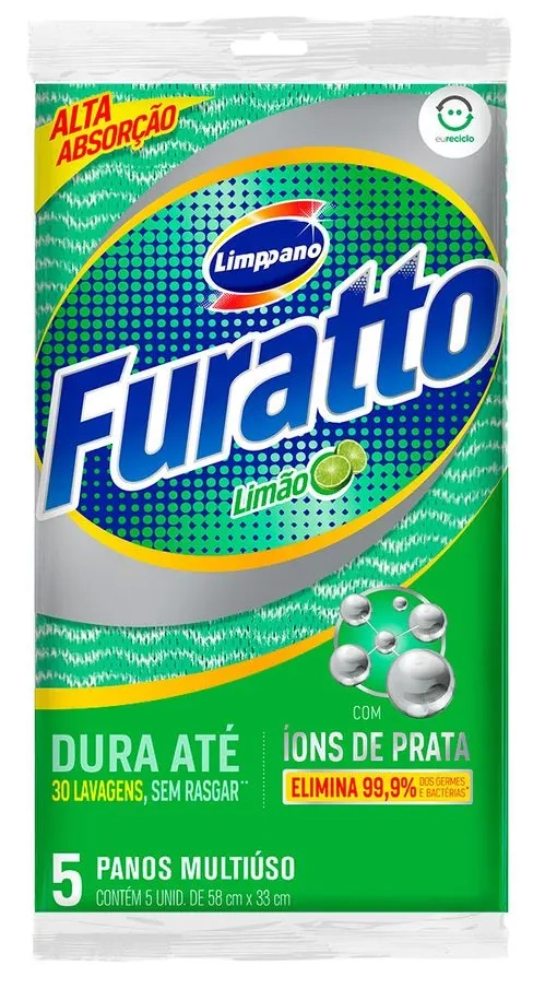 Pano Multiuso Limão Limppano Furatto 5 Unidades