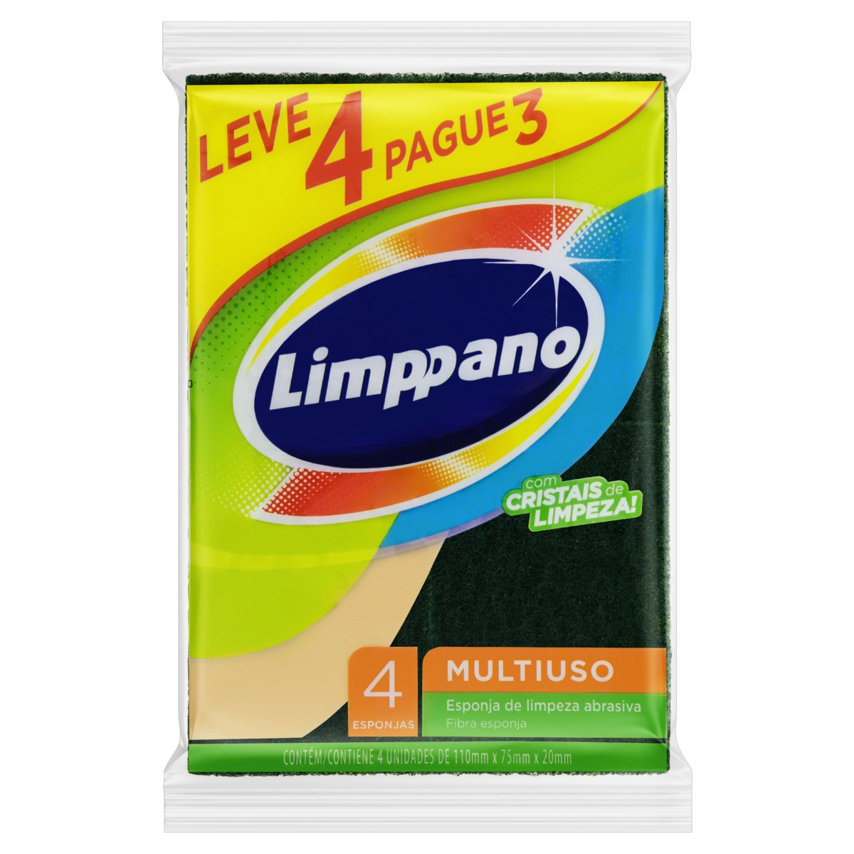 Esponja Multiuso Limpeza Abrasiva Limppano Leve 4 Pague 3 Unidades