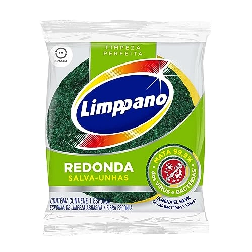 Esponja Redonda Limpeza Abrasiva Salva Unhas Limppano