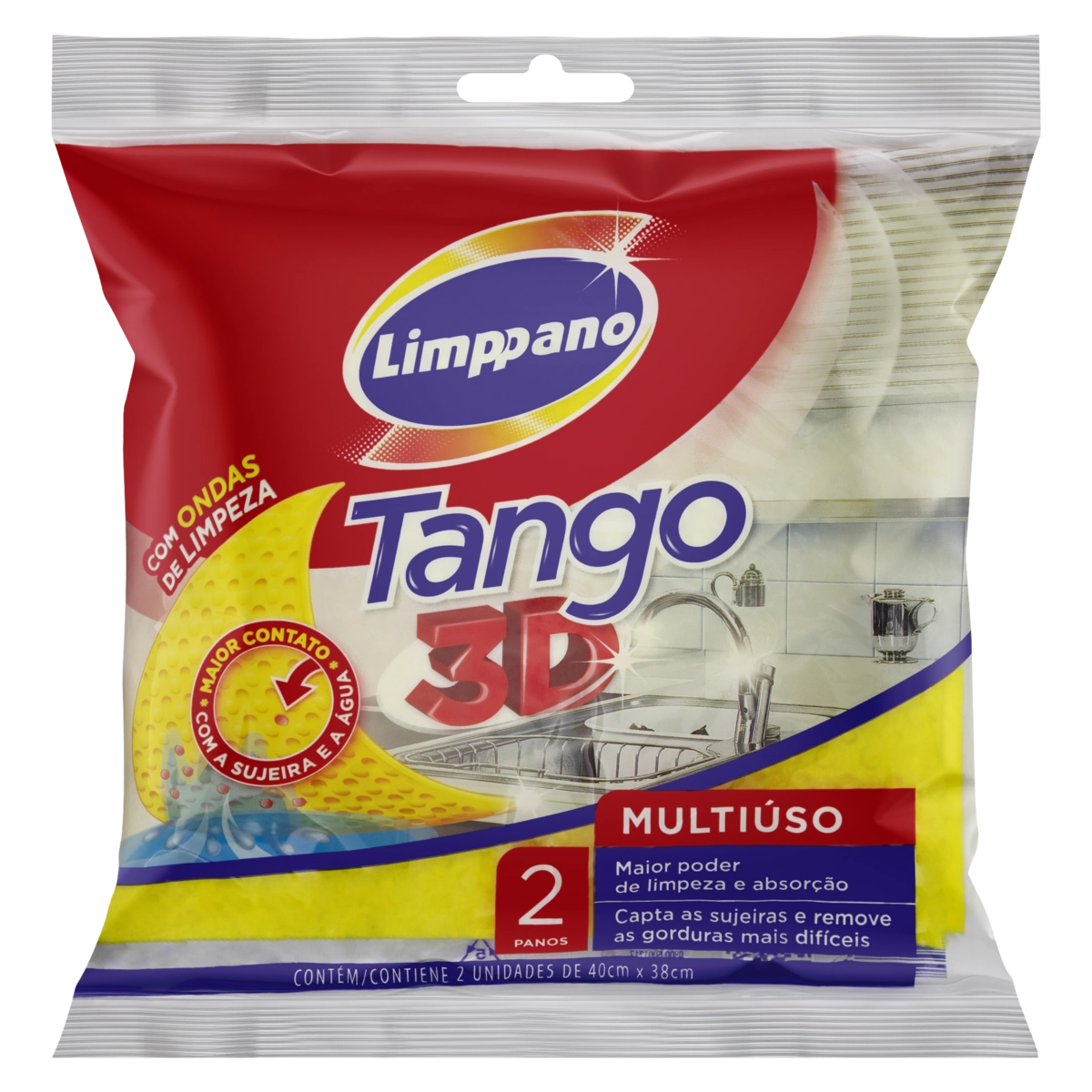 Pano Multiuso Limppano Tango 3d 40cm X 38cm 2 Unidades