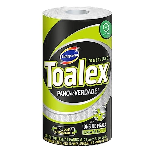 Pano Multiuso Reutilizável Branco Limppano Toalex 44 Unidades