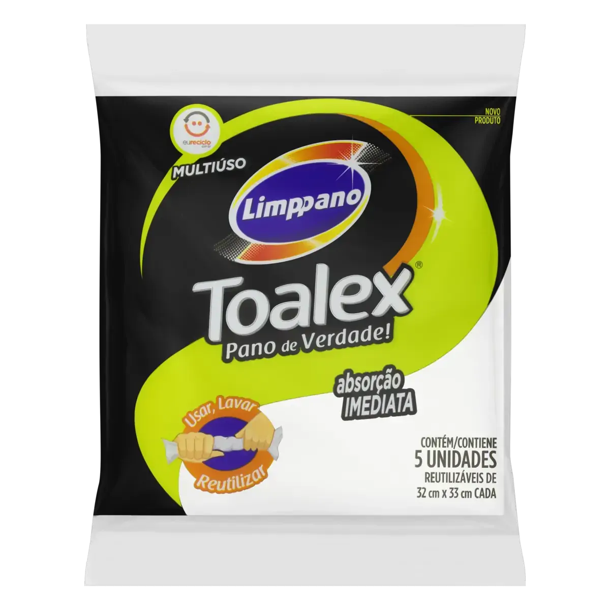 Pano Multiuso Reutilizável Limppano Toalex 5 Unidades