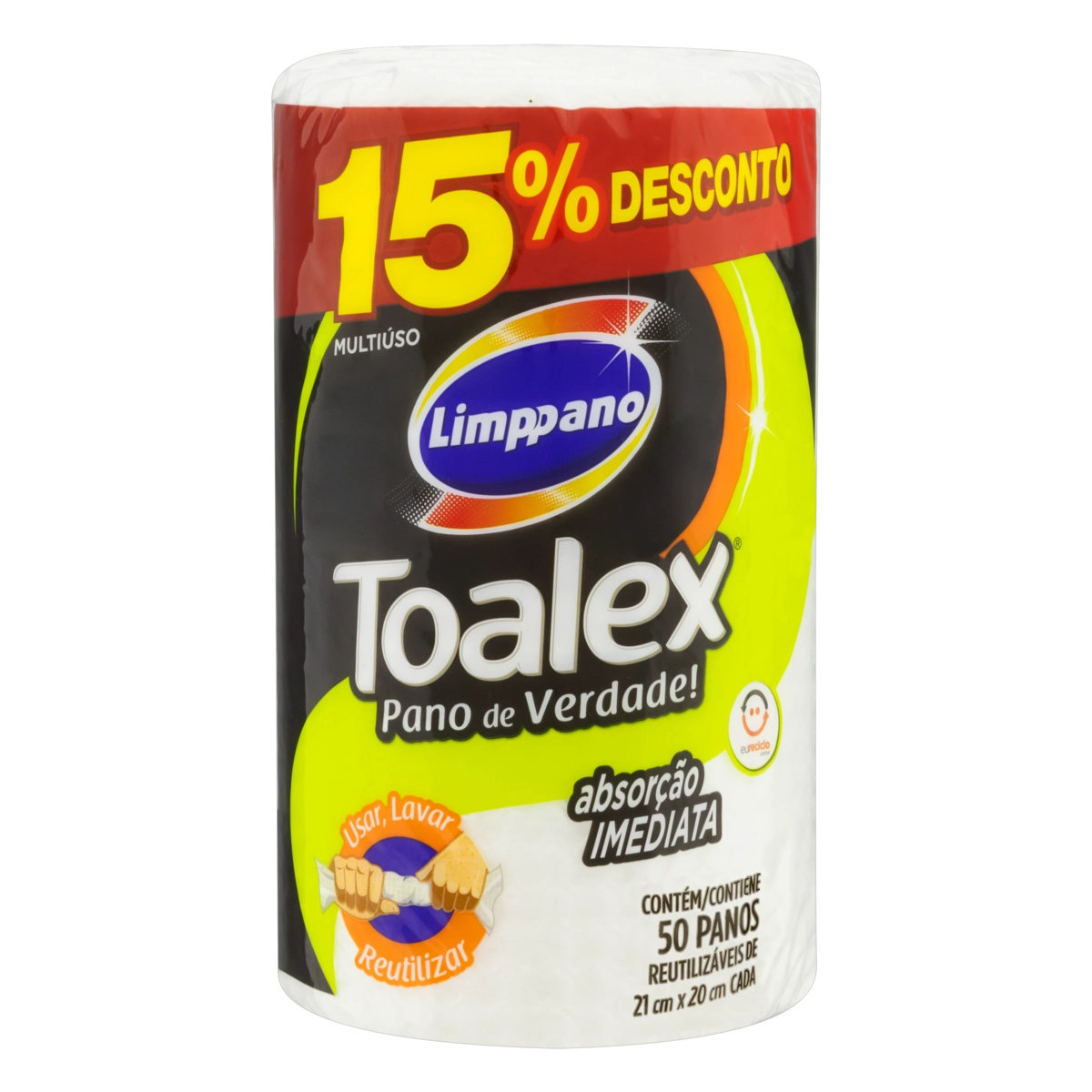 Pano Multiuso Reutilizável Limppano Toalex 50 Unidades Grátis 15 Desconto