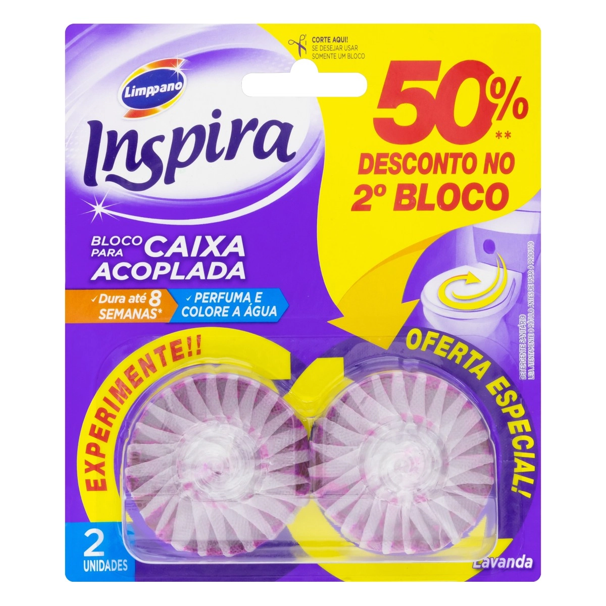 Detergente Sanitário Bloco Para Caixa Acoplada Lavanda Inspira 2 Unidades Grátis 50 Desconto No 2° B