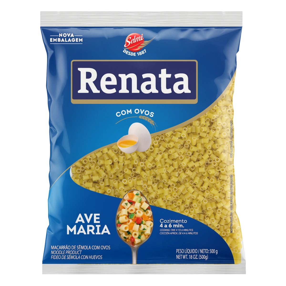 Macarrão De Sêmola Com Ovos Ave Maria Renata Pacote 500g