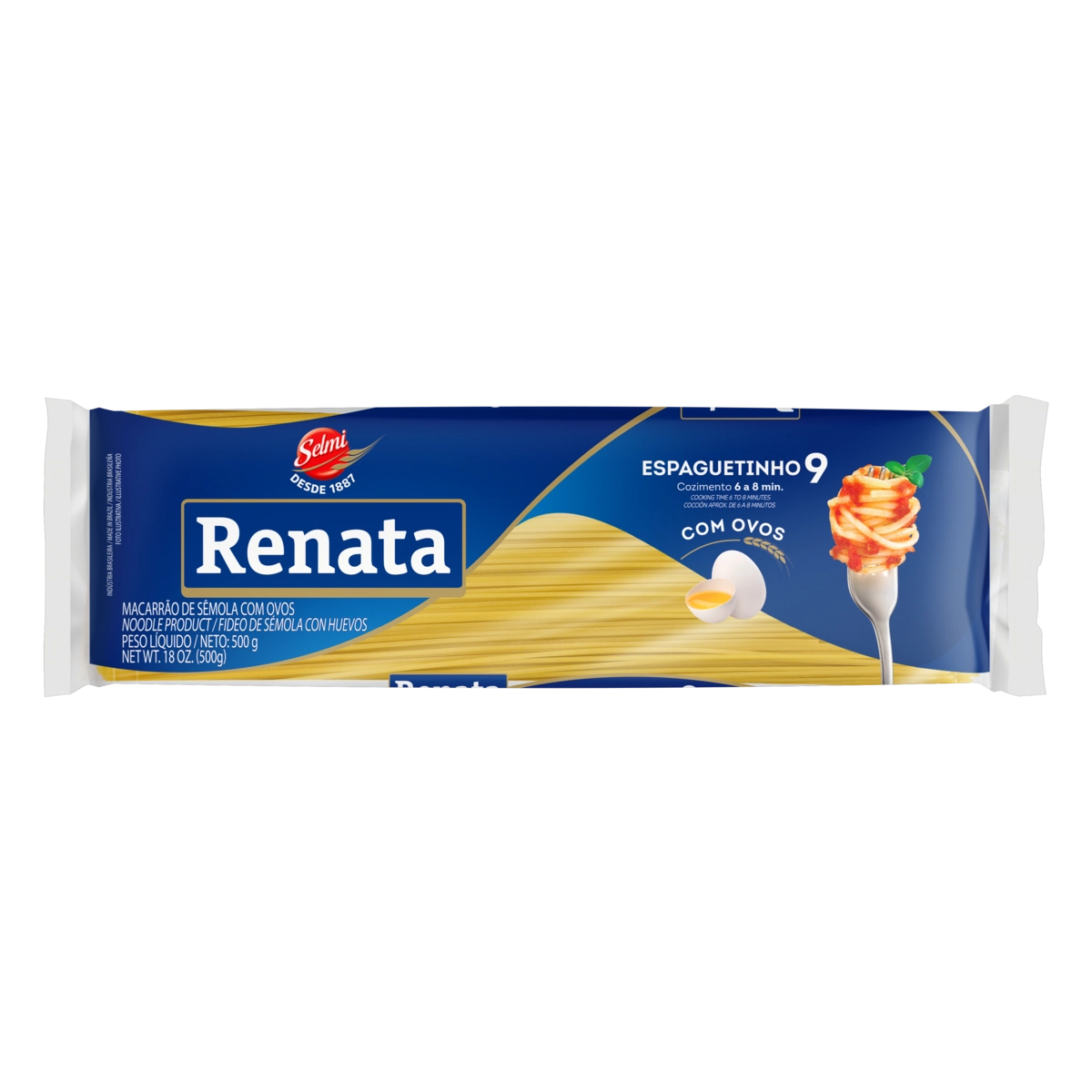 Macarrão De Sêmola Com Ovos Espaguetinho 9 Renata Pacote 500g