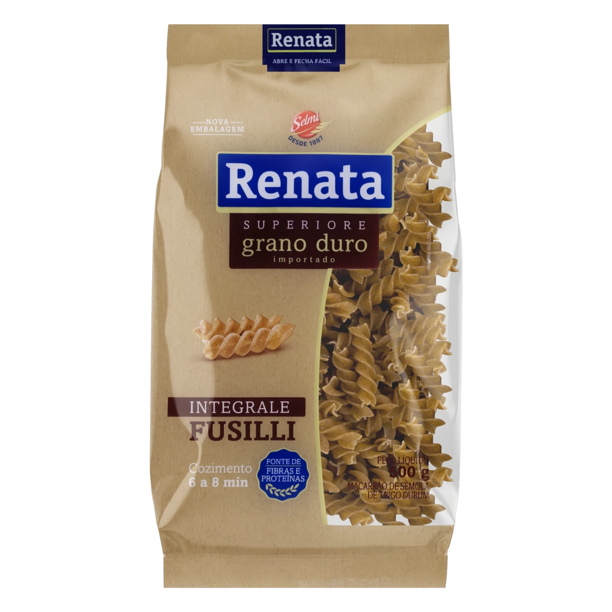 Macarrão De Sêmola De Trigo Grano Duro Integral Fusilli Renata Superiore Pacote 500g