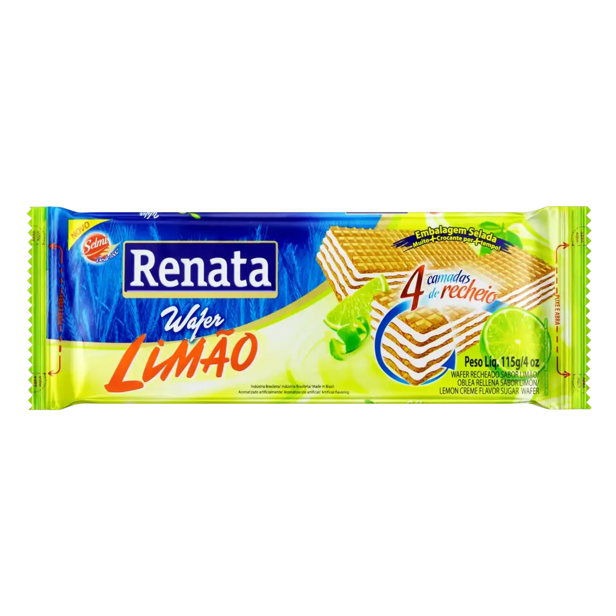 Biscoito Wafer Recheio Limão Renata Pacote 115g