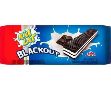 Biscoito Wafer Chocolate Recheio Leite Duchen Kidlat Blackout Pacote 115g